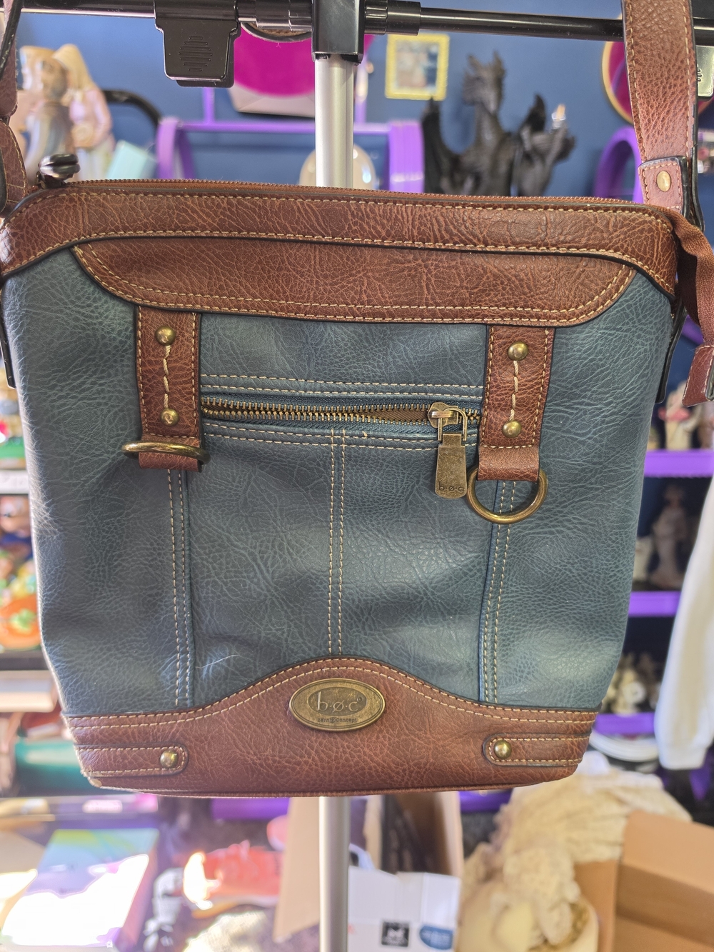 HoBo Blue and Brown Crossbody Bag - Durable Leather-Accent Shoulder Bag